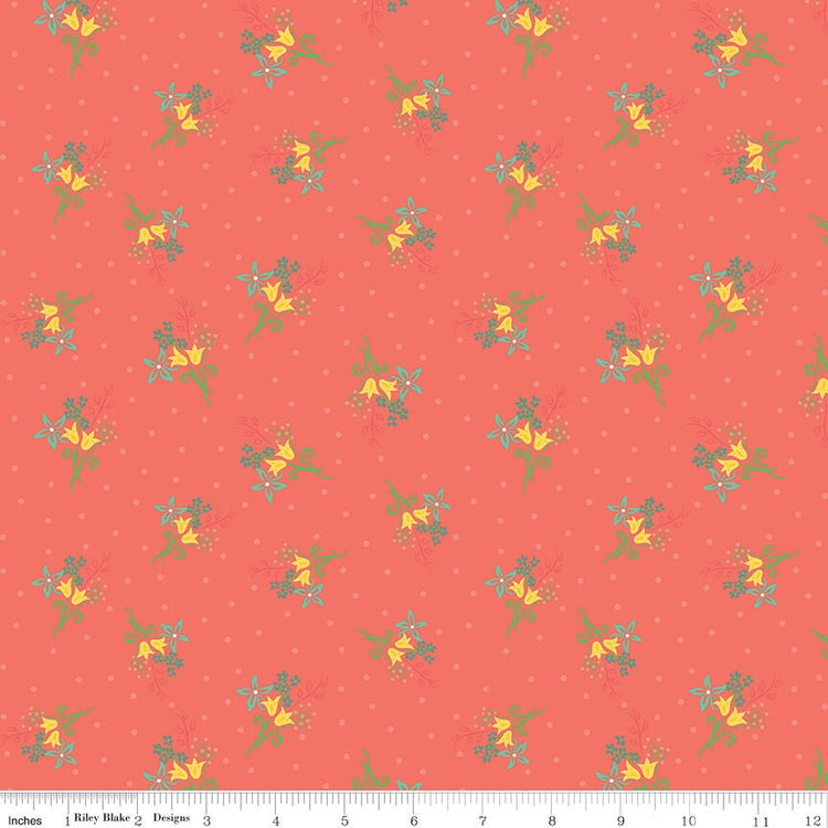 Gingham Cottage Scatter Floral Coral
