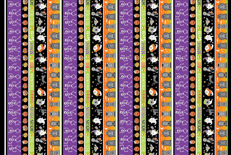 Glow-O-Ween Glowing Haunted Stripe Multi by Kanvas Studio for Benartex - 12955G-99