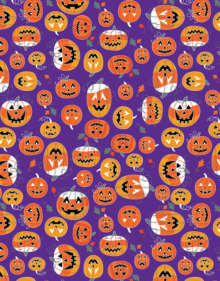 Glow-O-Ween Glowing Pumpkins Purple by Kanvas Studio for Benartex - 12960G-67