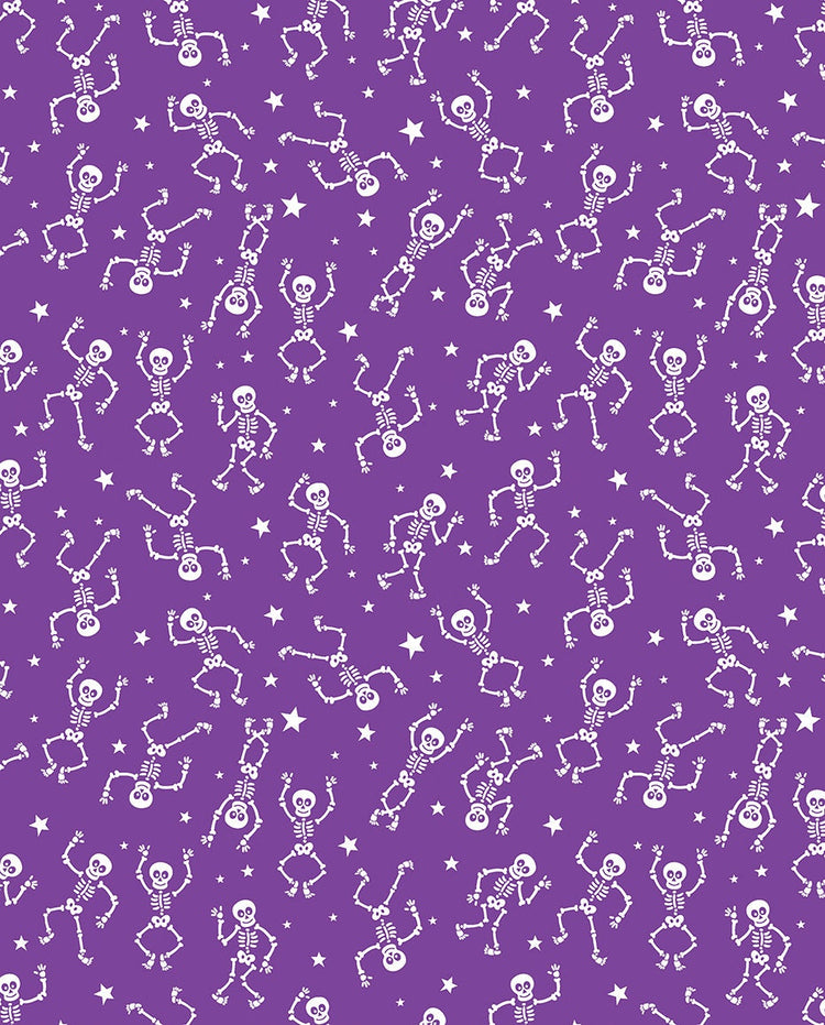 Glow-O-Ween Glowing Skeletons Purple by Kanvas Studio for Benartex - 12963G-66