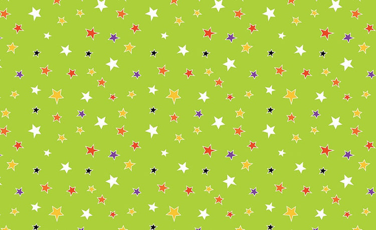 Glow-O-Ween Glowing Stars Green by Kanvas Studio for Benartex - 12966G-44