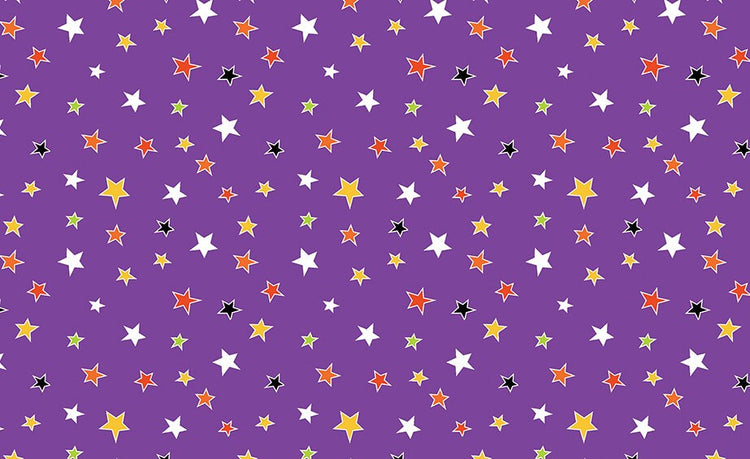 Glow-O-Ween Glowing Stars Purple by Kanvas Studio for Benartex - 12966G-66