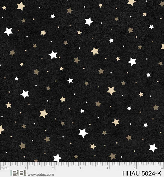 Happy Haunting Tossed Stars Black by PDR for P & B Textiles - HHAU 5024 K