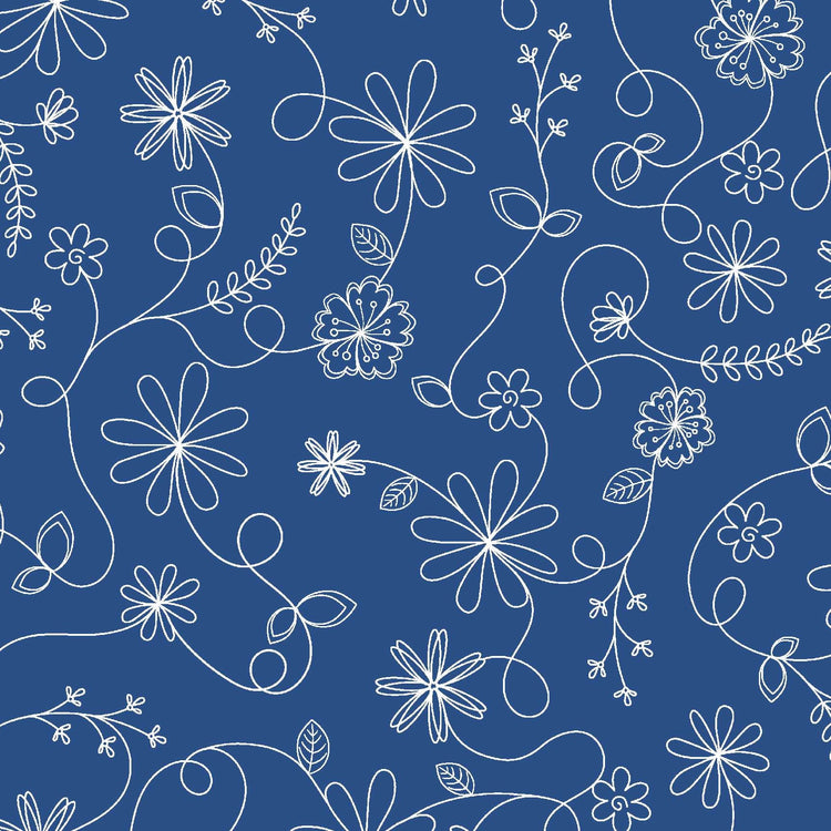 Swirl Floral Blue by Kim Christopherson of Kimberbell Designs for Maywood Studios - MAS8261-B