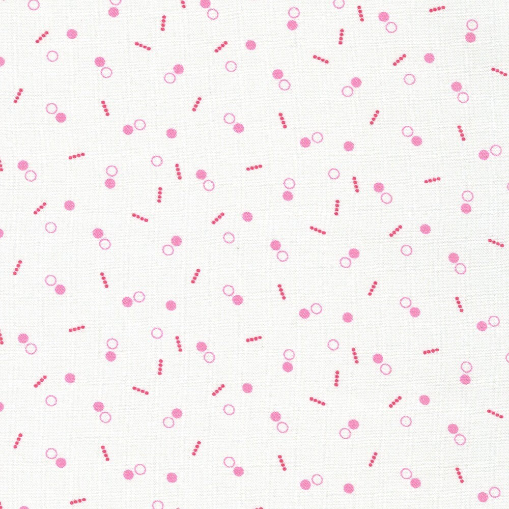 Flowerhouse Hint of Prints Dots and Circles Pink on White by Debbie Beaves for Robert Kaufman Fabrics - FLHD-21901-10