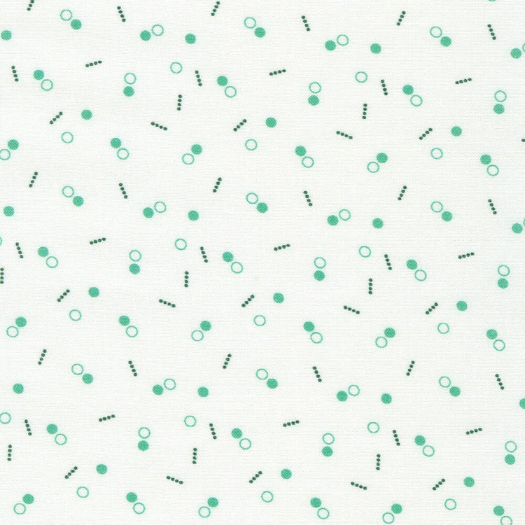 Flowerhouse Hint of Prints Dots and Circles Aloe on White by Debbie Beaves for Robert Kaufman Fabrics - FLHD-21901-36