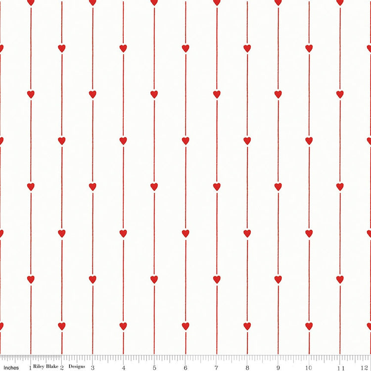 All My Heart Red Heart Strings on White by J. Wecker Frisch for Riley Blake Designs - C14142-RED