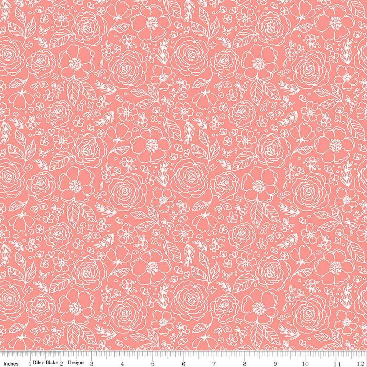 My Valentine Lined Roses Coral by Echo Park Paper for Riley Blake Designs - C14153-CORAL