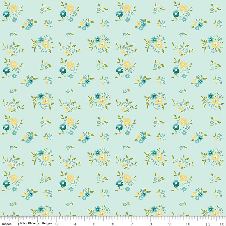 Spring's In Town Bouquets Sky by Sandy Gervais for Riley Blake Designs - C14213-SKY