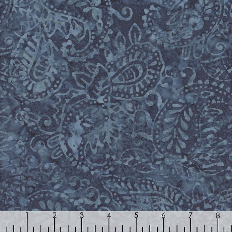 Blue Smoke Batiks Paisley Dark Blue by Wilmington Prints - 1400 22276 444