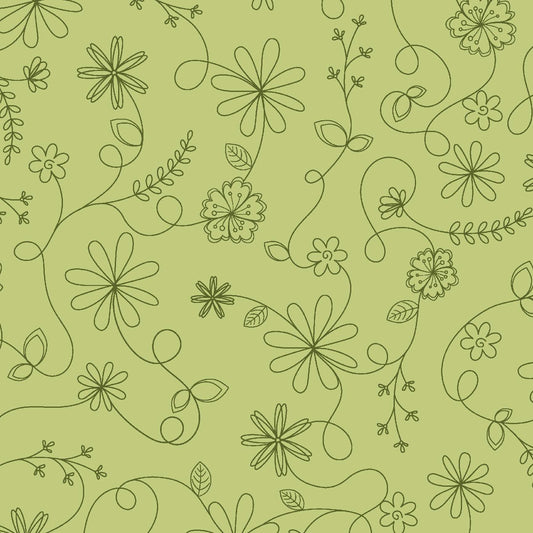 Swirl Floral Green by Kim Christopherson of Kimberbell Designs for Maywood Studios - MAS8261-G