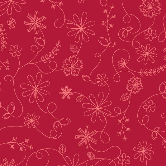 Swirl Floral Red by Kim Christopherson of Kimberbell Designs for Maywood Studios - MAS8261-R