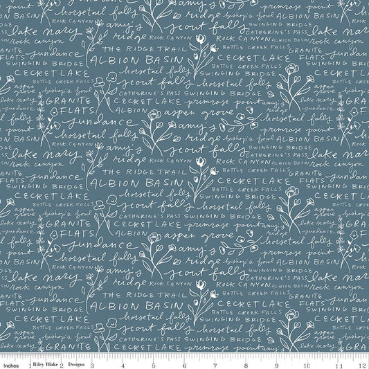 Albion Text Blue by Amy Smart for Riley Blake Designs - C14595-BLUE