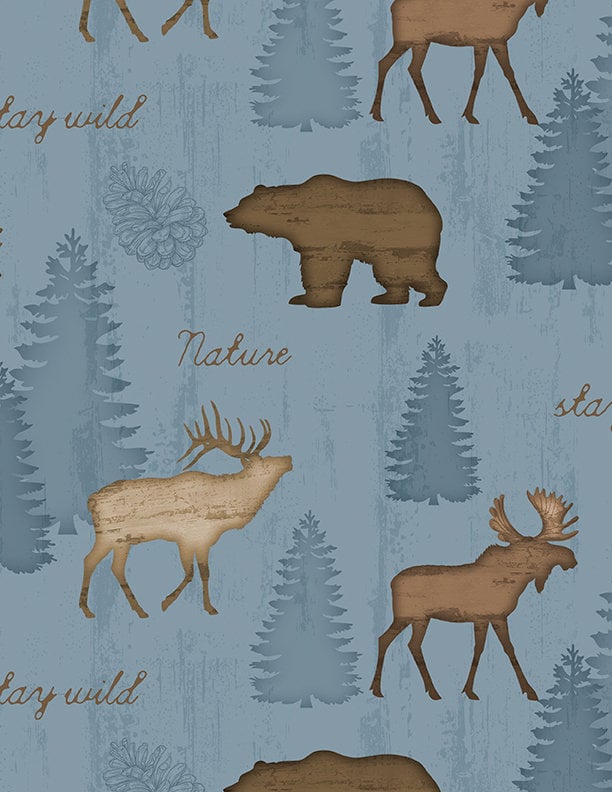 Wildlife Trail Scenic Blue by Jennifer Pugh for Wilmington Prints - 1828 82659 402