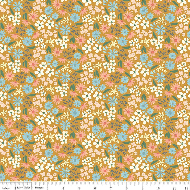 Albion Flowers Gold by Amy Smart for Riley Blake Designs - C14591-GOLD