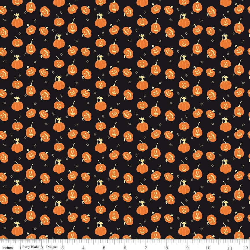 Beggar's Night Pumpkins Black by Sandy Gervais for Riley Blake Designs - C14505-BLACK