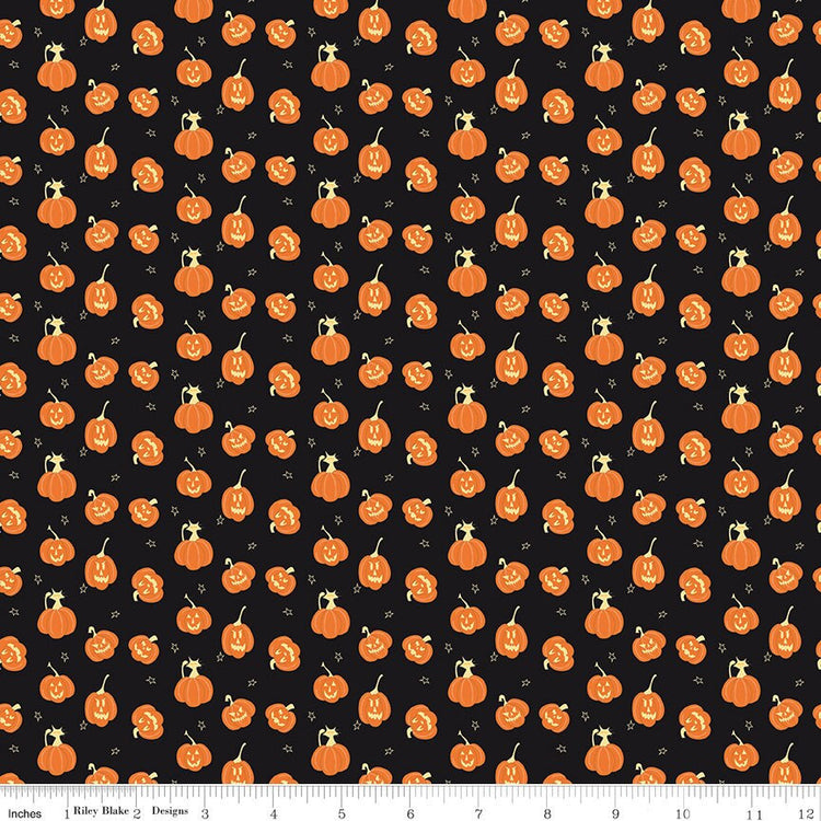 Beggar's Night Pumpkins Black by Sandy Gervais for Riley Blake Designs - C14505-BLACK