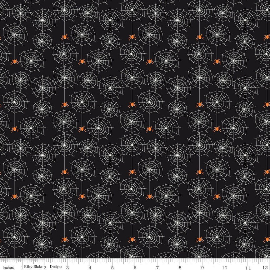 Beggar's Night Spiderwebs Black Glow In The Dark by Sandy Gervais for Riley Blake Designs - GC14502-BLACK