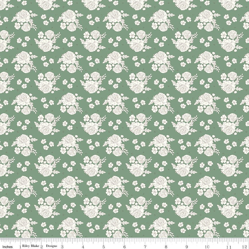 BloomBerry Petite Flower Green by Minki Kim for Riley Blake Designs - C14602-GREEN