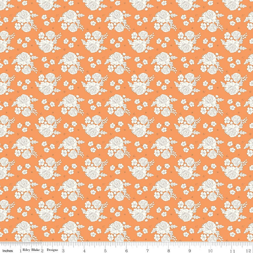 BloomBerry Petite Flower Tangerine by Minki Kim for Riley Blake Designs - C14602-TANGERINE