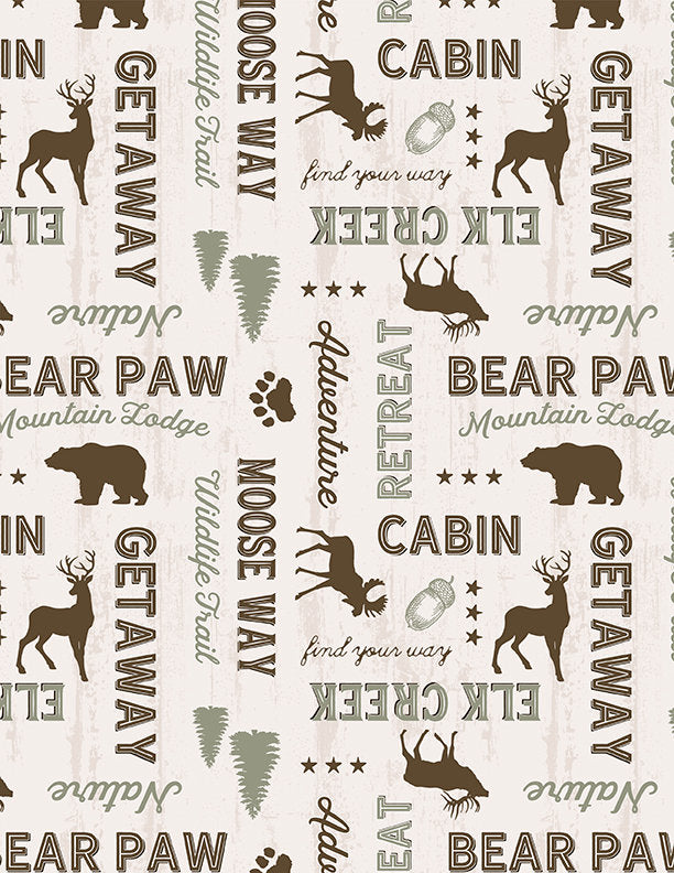 Wildlife Trail Words All Over Cream by Jennifer Pugh for Wilmington Prints - 1828 82662 227