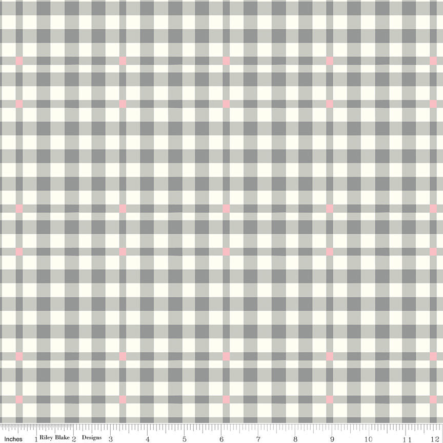 BloomBerry Plaid Gray by Minki Kim for Riley Blake Designs - C14605-GRAY