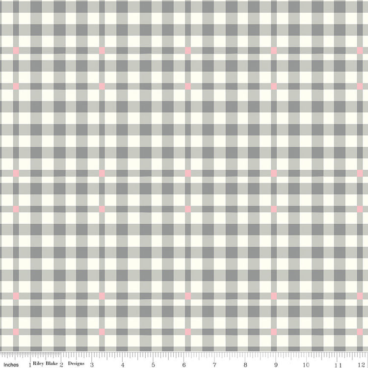 BloomBerry Plaid Gray by Minki Kim for Riley Blake Designs - C14605-GRAY