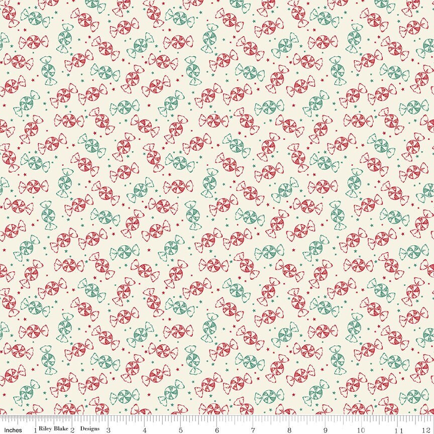 Merry Little Christmas Peppermint Cream by My Mind's Eye for Riley Blake Designs - C14846-CREAM