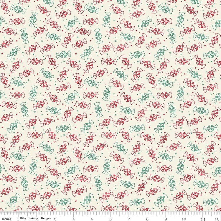 Merry Little Christmas Peppermint Cream by My Mind's Eye for Riley Blake Designs - C14846-CREAM