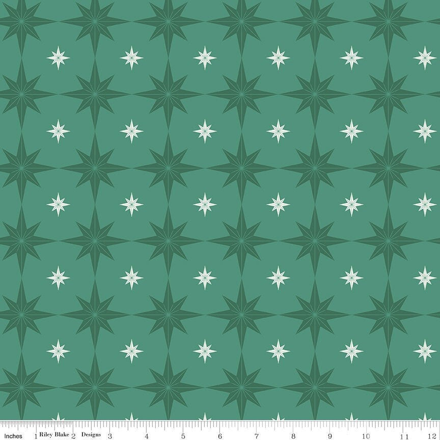 Merry Little Christmas Starbursts Pine by My Mind's Eye for Riley Blake Designs - C14843-PINE