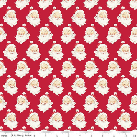 Merry Little Christmas Santa Heads Red by My Mind's Eye for Riley Blake Designs -C14842-RED