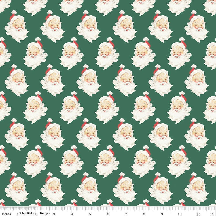 Merry Little Christmas Santa Heads Green by My Mind's Eye for Riley Blake Designs -C14842-GREEN