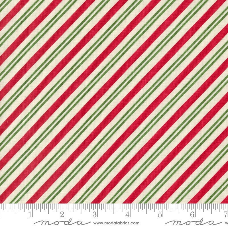 Once Upon A Christmas Peppermint Stick Stripes Bias Stripe Snow by Sweetfire Road for Moda Fabrics - 43166 11