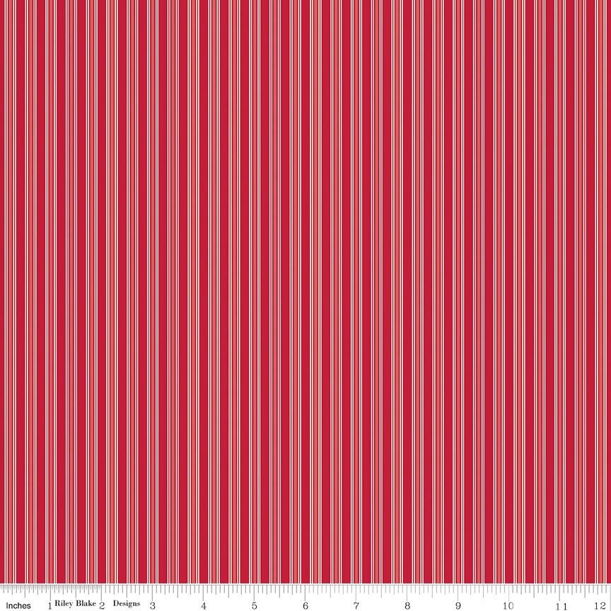 Merry Little Christmas Stripes Red by My Minds Eye for Riley Blake Designs - C14847-RED