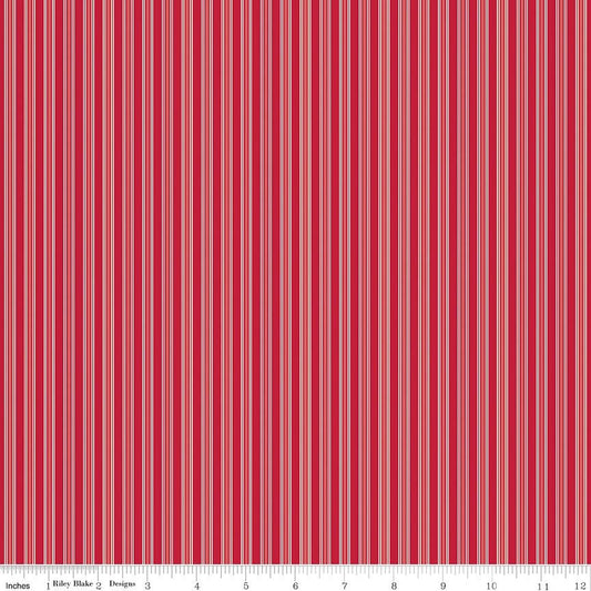 Merry Little Christmas Stripes Red by My Minds Eye for Riley Blake Designs - C14847-RED