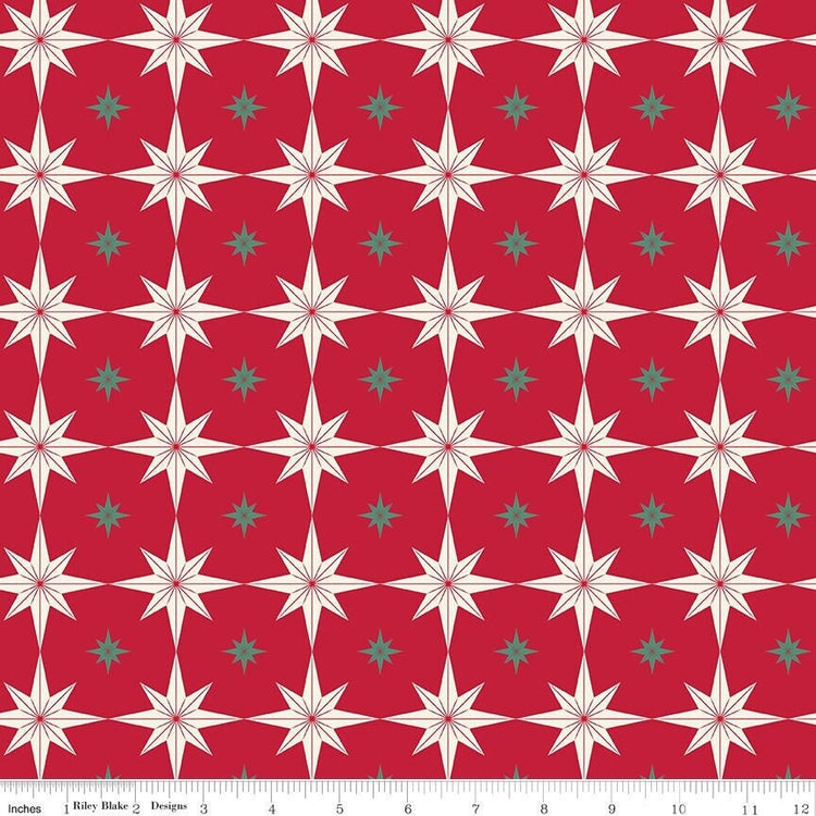 Merry Little Christmas Starbursts Red by My Mind's Eye for Riley Blake Designs - C14843-RED