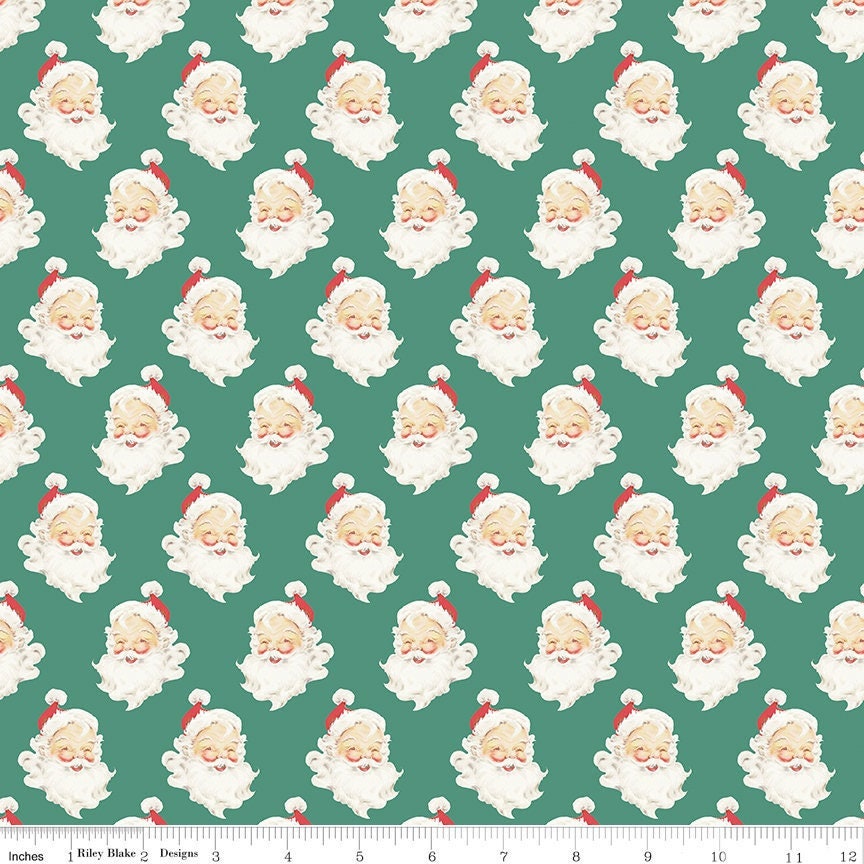 Merry Little Christmas Santa Heads Pine by My Mind's Eye for Riley Blake Designs -C14842-PINE