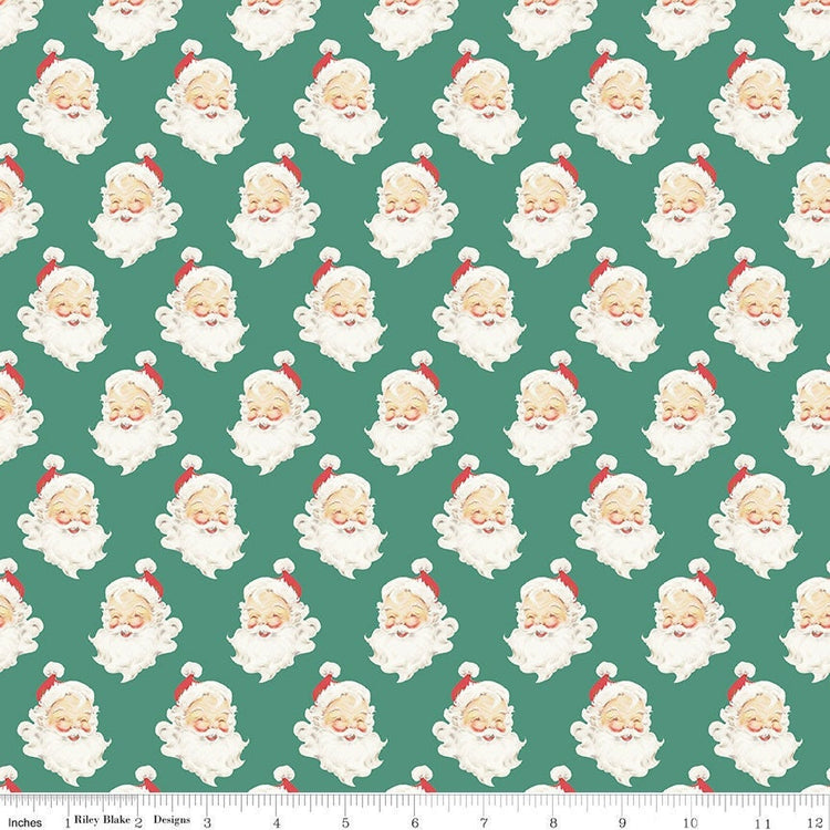 Merry Little Christmas Santa Heads Pine by My Mind's Eye for Riley Blake Designs -C14842-PINE