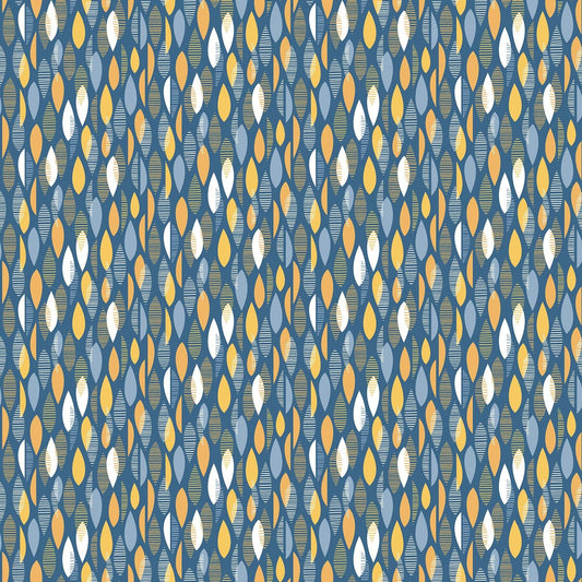 Early Autumn Falling Leaves Blue by Patrick Lose for Northcott Fabrics - 10444-44
