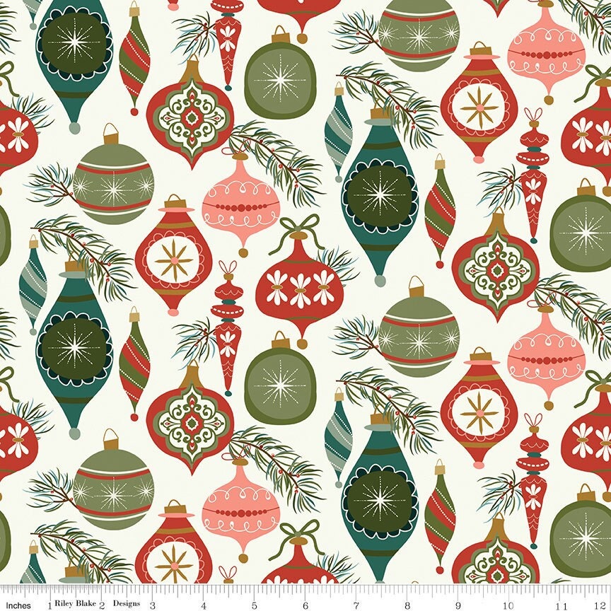 Christmas Is In Town Ornaments Cream by Sandy Grervais for Riley Blake Designs - C14741-CREAM