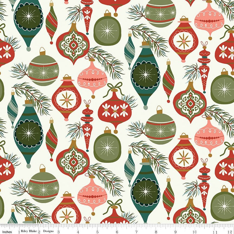 Christmas Is In Town Ornaments Cream by Sandy Grervais for Riley Blake Designs - C14741-CREAM