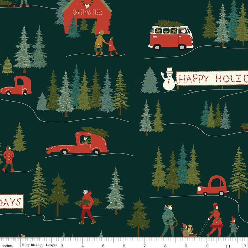 Christmas Is In Town Main Forest by Sandy Grervais for Riley Blake Designs - C14740-FOREST