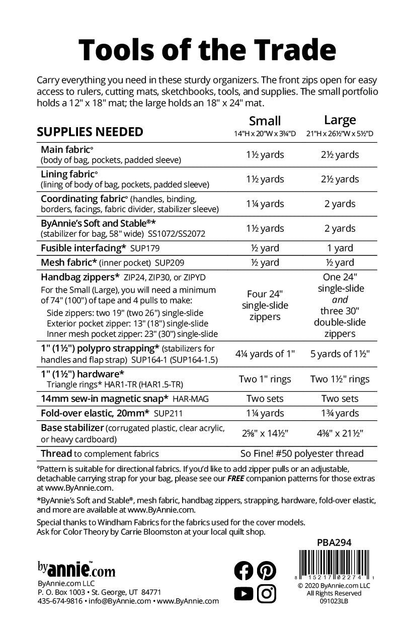 Tools of the Trade by Annie's - Printed Bag Pattern