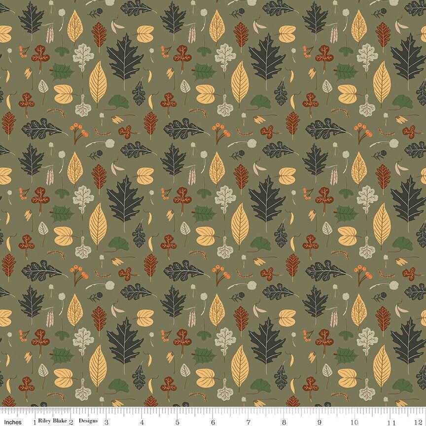 Pumpkin Spice Leaves Olive by Simple Simon & Company for Riley Blake Designs - C14991-OLIVE