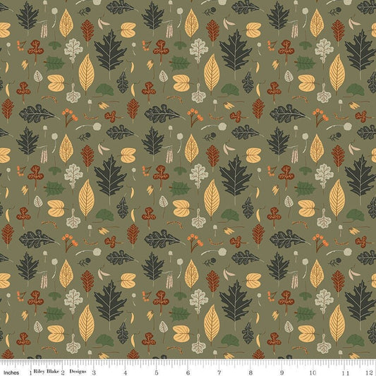 Pumpkin Spice Leaves Olive by Simple Simon & Company for Riley Blake Designs - C14991-OLIVE