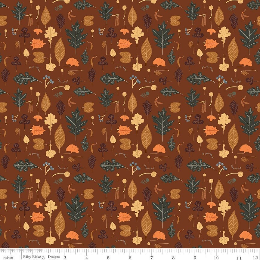 Pumpkin Spice Leaves Brown by Simple Simon & Company for Riley Blake Designs - C14991-BROWN