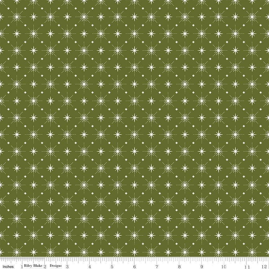 Christmas Is In Town Stars Green by Sandy Grervais for Riley Blake Designs- C14747-GREEN