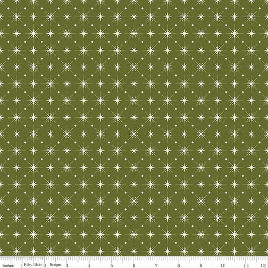 Christmas Is In Town Stars Green by Sandy Grervais for Riley Blake Designs- C14747-GREEN