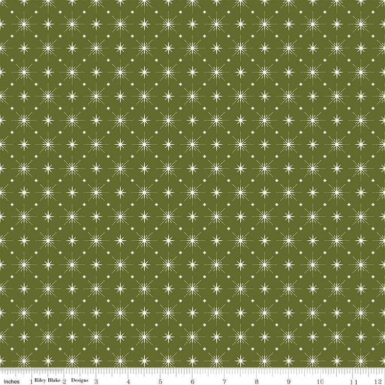 Christmas Is In Town Stars Green by Sandy Grervais for Riley Blake Designs- C14747-GREEN