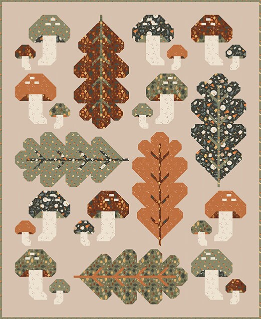 Forest Fungi Quilt Kit in Pumpkin Spice Fabric by Simple Simon and Company for Riley Blake Designs - Quilt Kit with Pattern by Pen and Paper